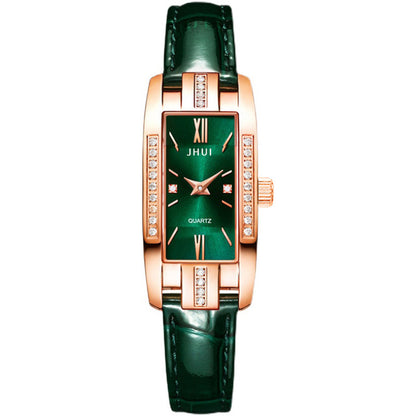 Elegant Square Small Green Women's Watch