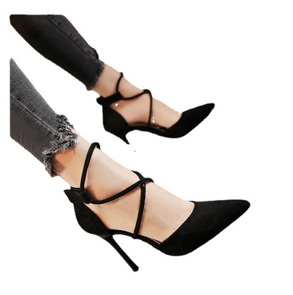 Suede strap high heels