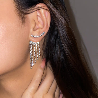 French fringed rhinestone earrings