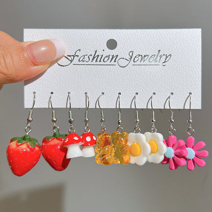 Colorful acrylic earrings set 5 pieces