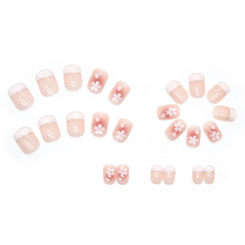 Summer Sweet Cool Camellia Short Thin Wearable Nails