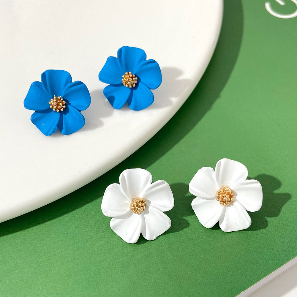 Flower stud earrings girlish temperament