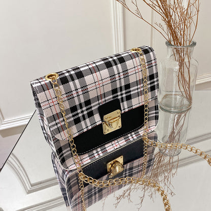 Ladies bags plaid square bag