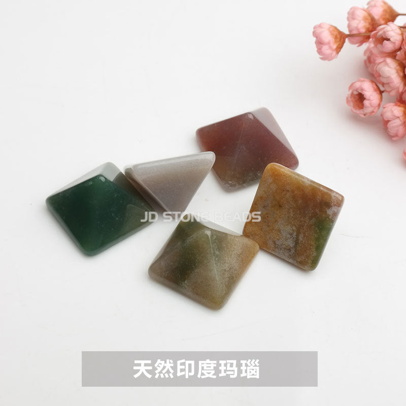 Natural stone crystal pyramid ring loose beads