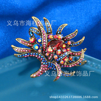 Blue Crystal Brooch