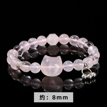 Natural mozzarella star powder crystal faceless cat bracelet.