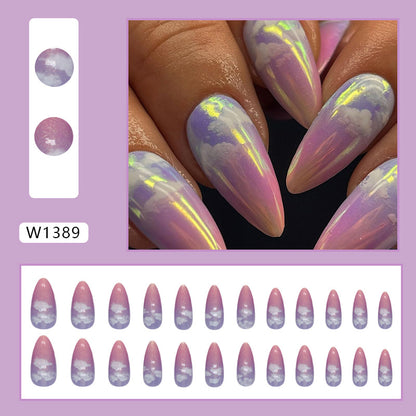 Dreamy Gradient Cloud Almond Fake Nails