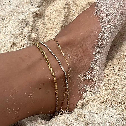 2Mm thick gold twist chain anklet