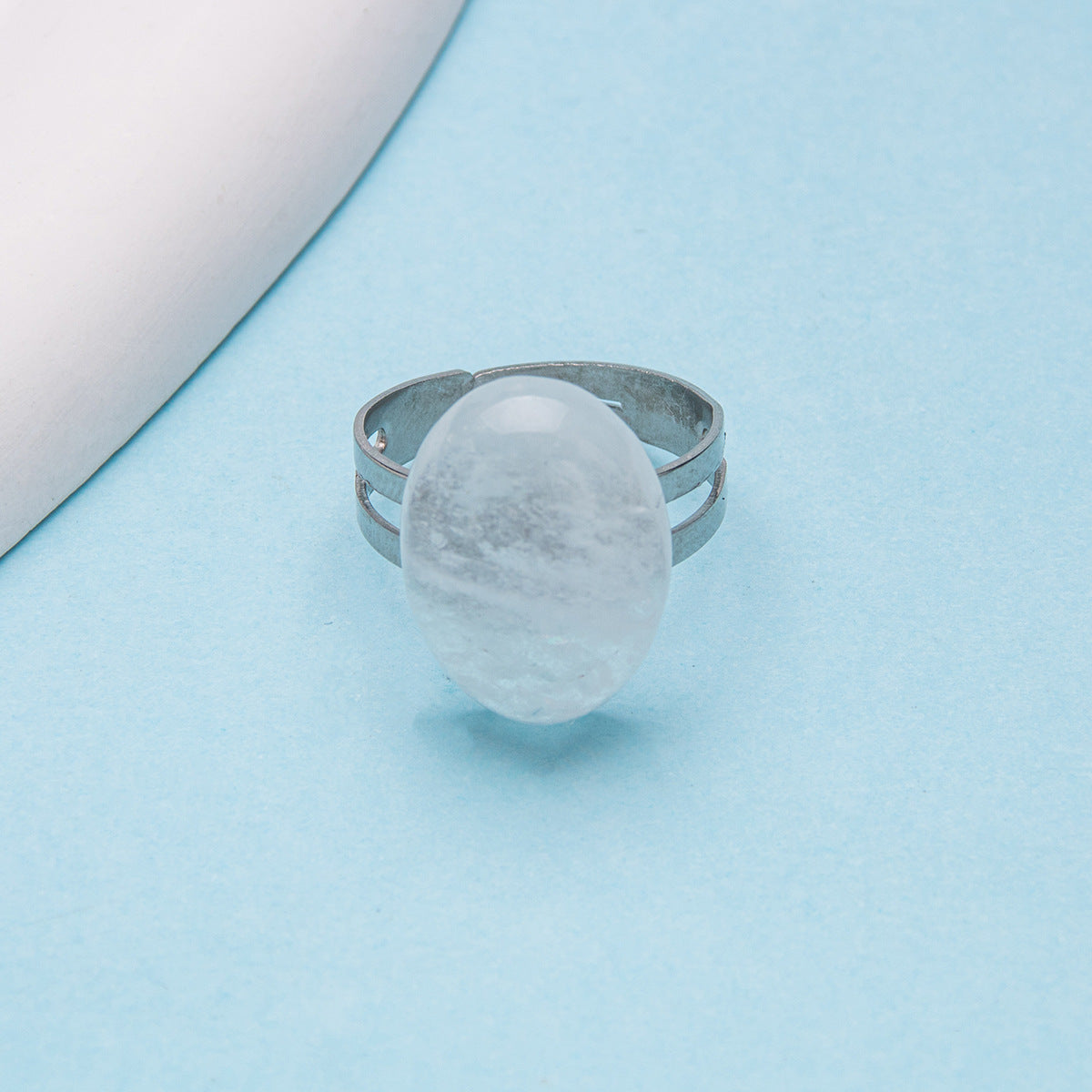 Crystal Oval Adjustable Ring