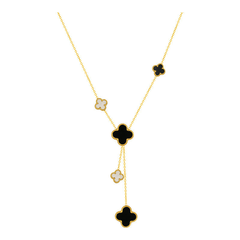 Double-sided four-leaf clover necklace