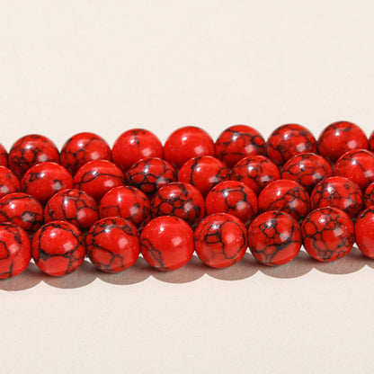 Synthetic red turquoise round beads Black line turquoise loose beads