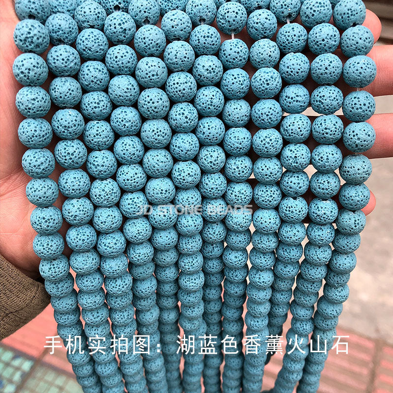 Colored volcanic stone loose beads