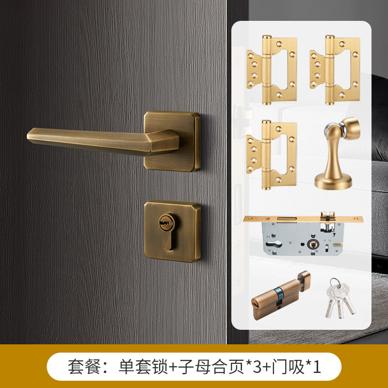 Solid brass square ring door lock