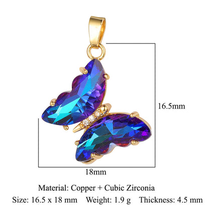 Copper zircon butterfly deer crystal pendant