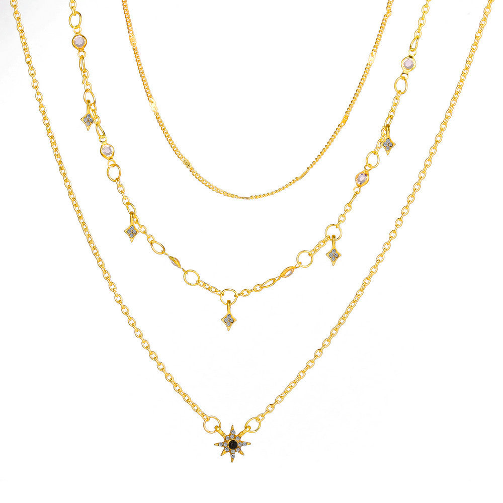 Multi-layered star pendant necklace combination