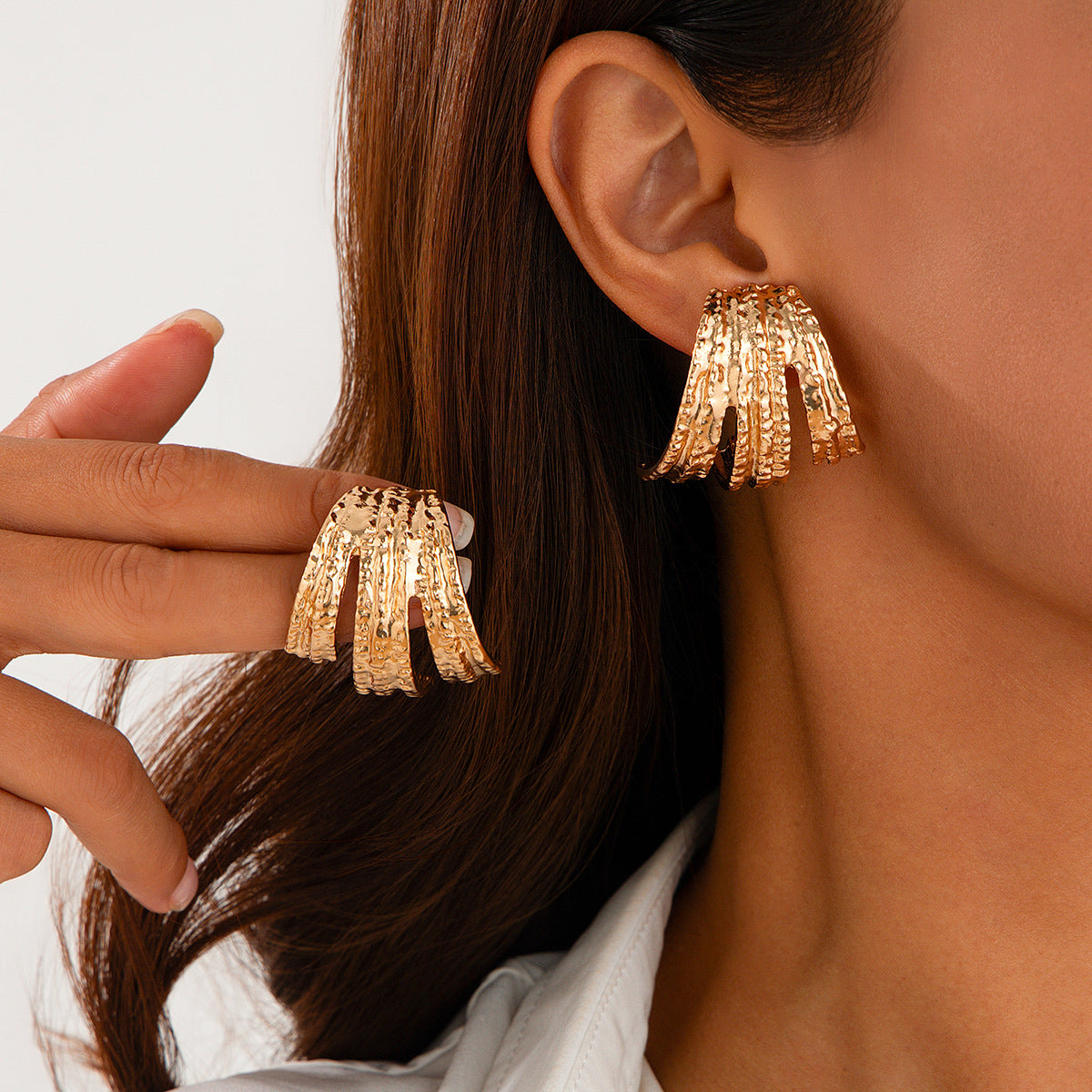 Alloy Wave Textured Earrings for Women