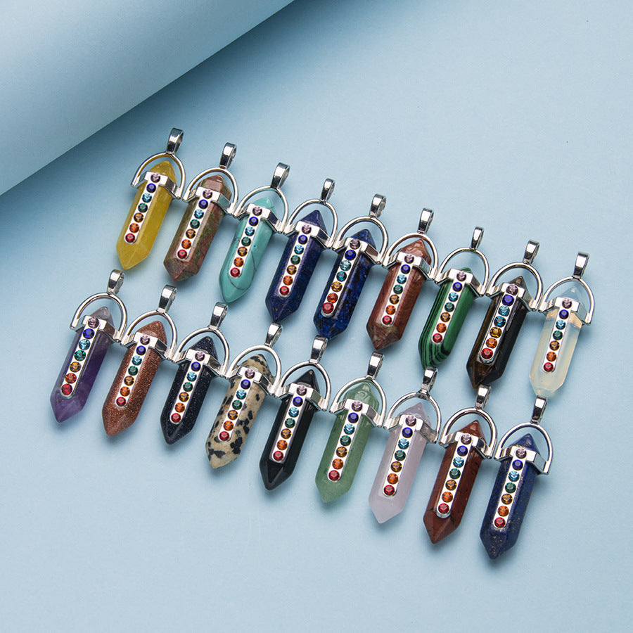 Pendant Colorful rhinestone hexagonal column pendant