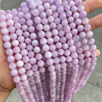 Perlas sueltas redondas de litio de color morado natural 7A 