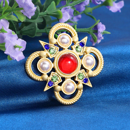 Glazed bead brooch retro