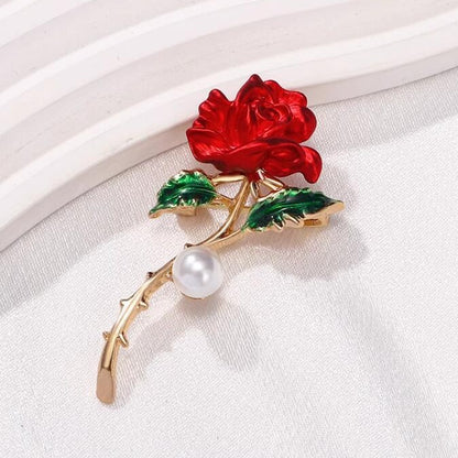 fashion Red rose brooch