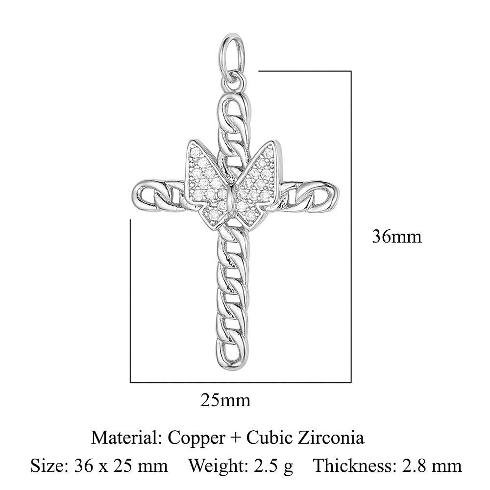 Cross jadeite copper zircon pendant.