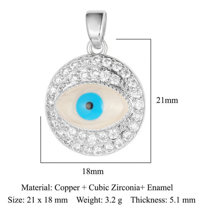 Copper zircon pendant evil eye blue eyes