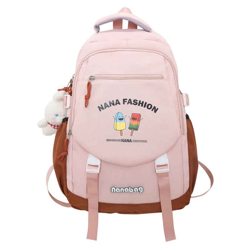 Cute contrast color fashion backpack with large capacity