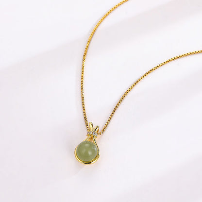 Imitation Hetian jade titanium steel necklace fashion