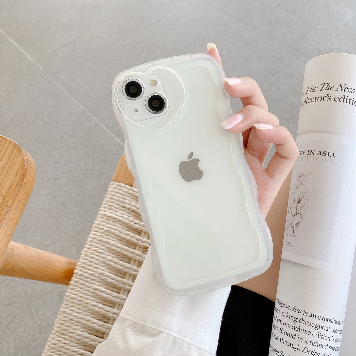 Funda de TPU transparente con diseño de ondas de corazón para iPhone 14 Pro, 8P, XS Max