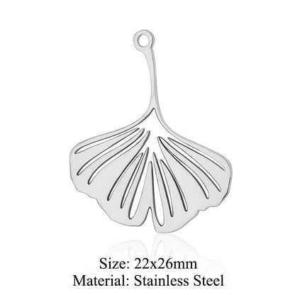 5pcs/pack of ginkgo biloba titanium steel pendant