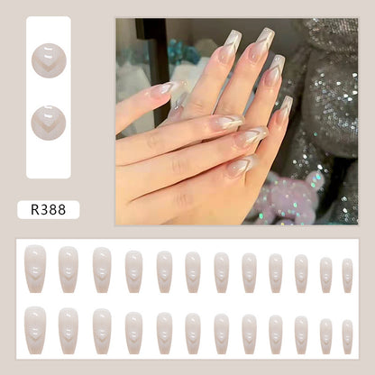 Wearable Blush Short Removable Nail Stickers