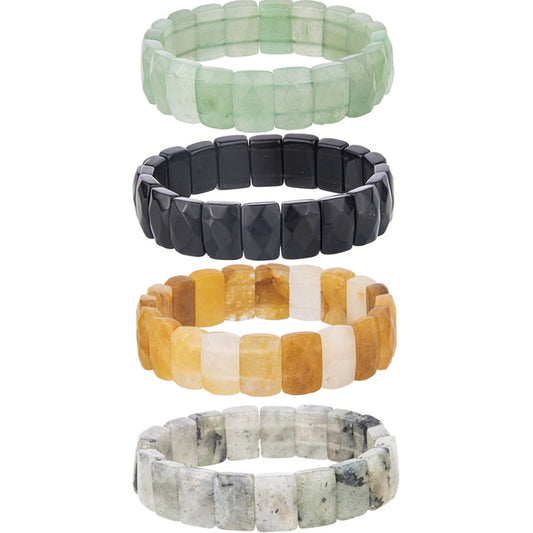 Crystal faceted rectangular square bracelet