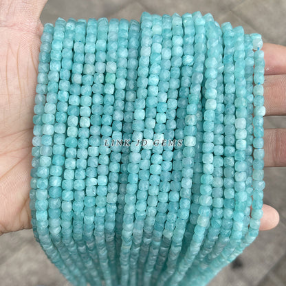 4-5Mm natural Tianhe stone faceted square loose beads