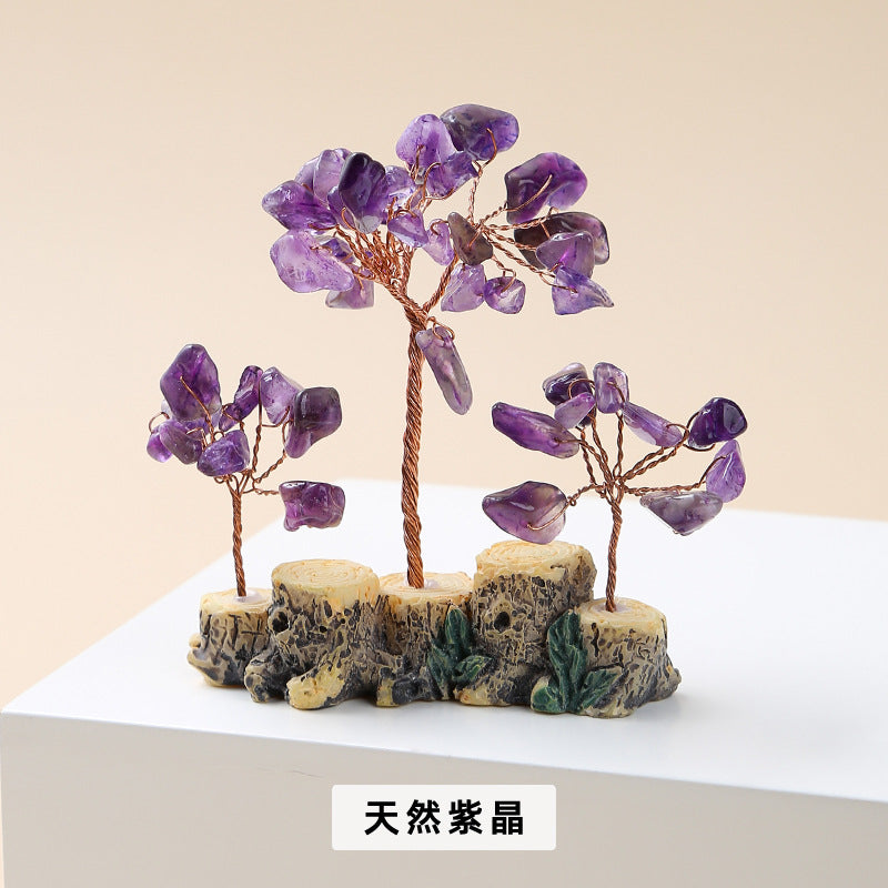 Colorful natural crystal gravel fortune tree ornament