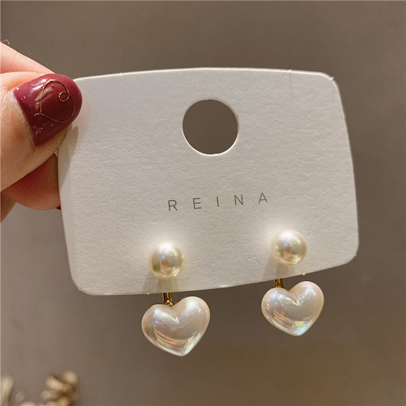 Love pearl stud earrings