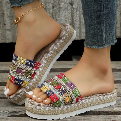 Women's shoes platform hemp rope