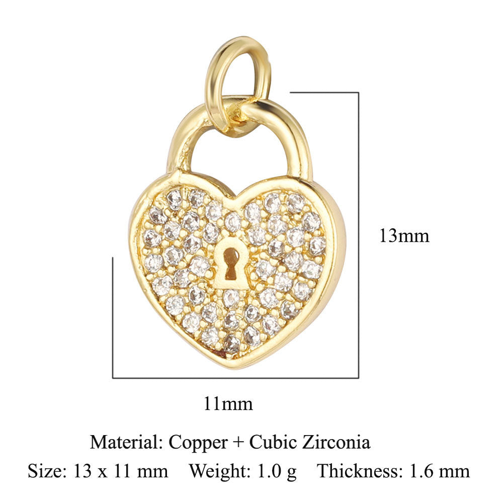 Crown peach heart colorful love copper zircon pendant