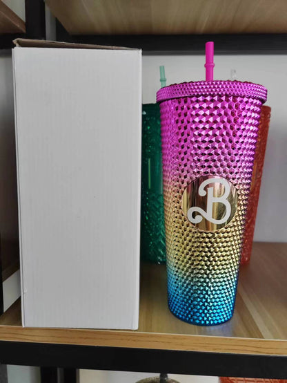 Double Plastic Straw Cup 710ml Diamond Cup