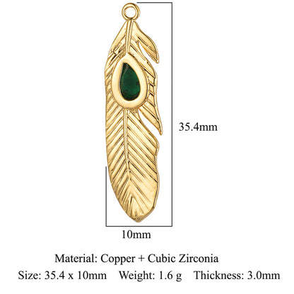 Love Key Rainbow Feather Copper Zircon Pendant