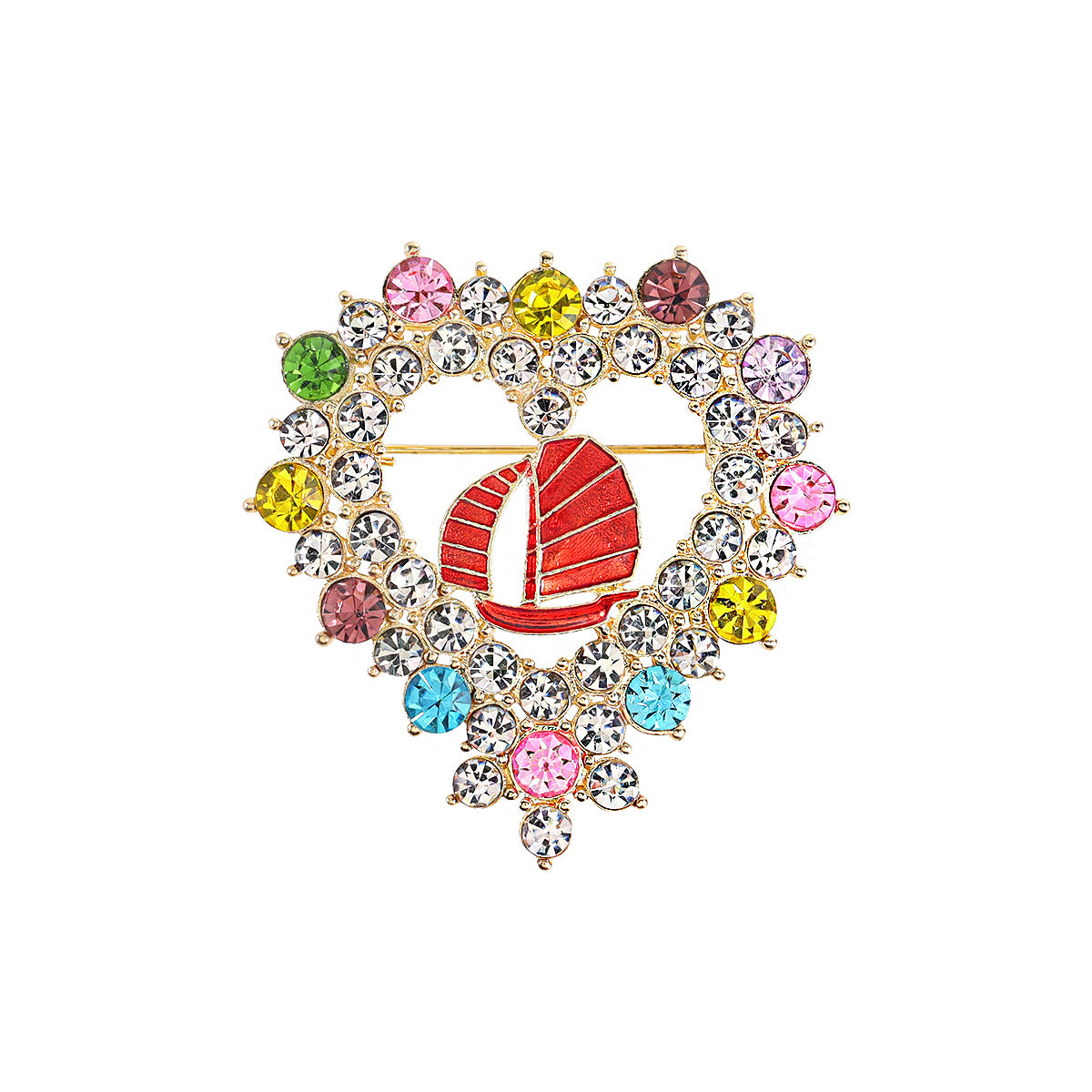 Love Rhinestone Brooch Alloy