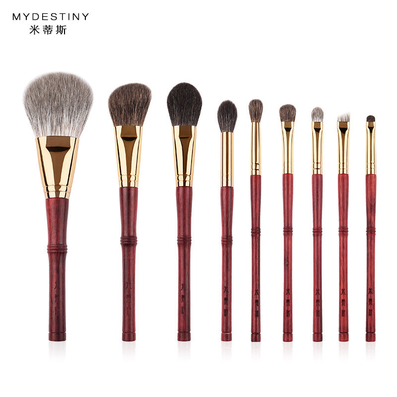 Makeup Brush Set Animal Hair Rosewood Copper Tube