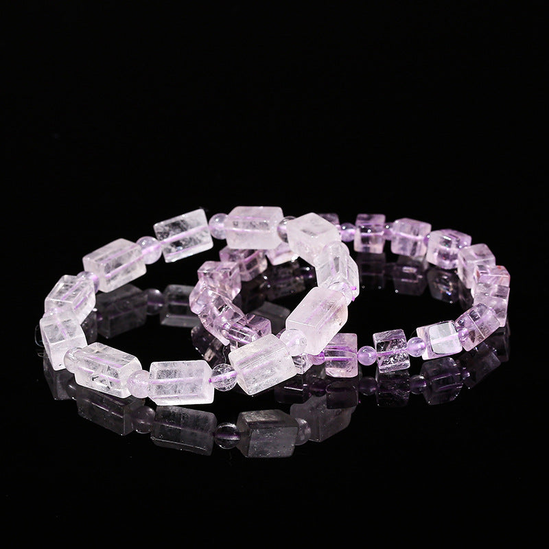 Natural purple jade rectangular sugar cube bracelet