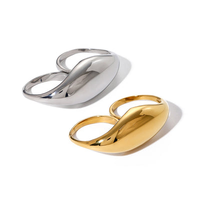 Polished double finger ring