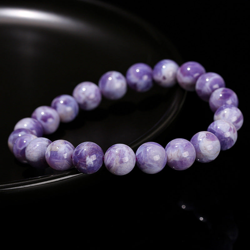 7A Natural Milk Cover Purple Jade Crystal Bracelet