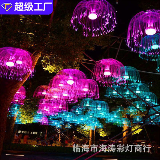 Colorful gradient LED fiber optic jellyfish light