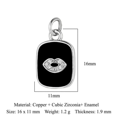 Dripping oil crown moon tag copper zircon pendant