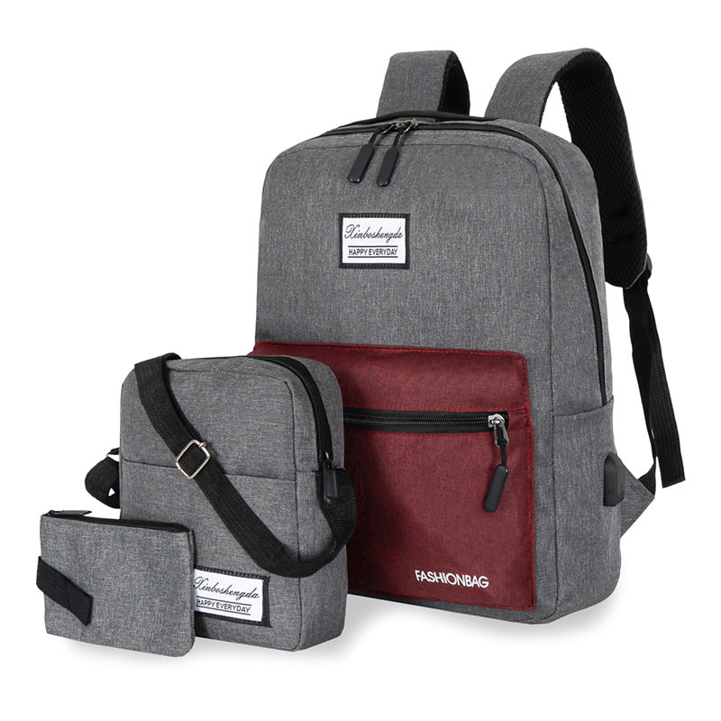 Backpack three-piece USB charging