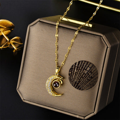 "I Love You" Moon Projection Necklace for Women