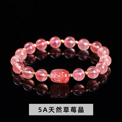 Natural powder crystal Pixiu bracelet.