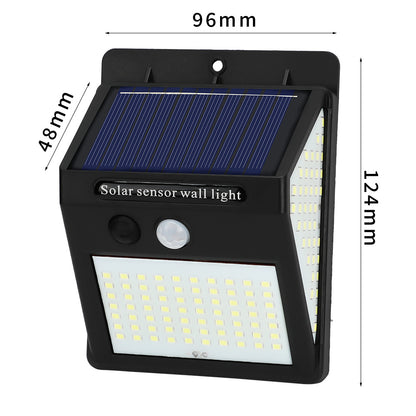 100LED solar human body induction three-sided luminous wall lamp